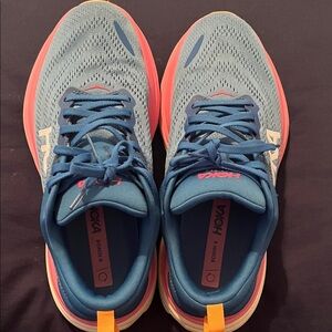 Hoka Bondi Vibrant Blue and Pink Sneakers